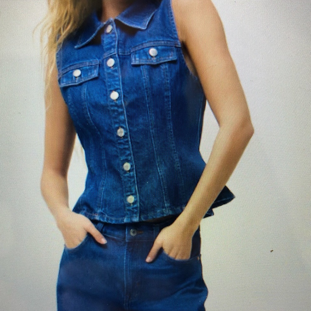 H&M - Peplum Denim Vest + Denim Blue